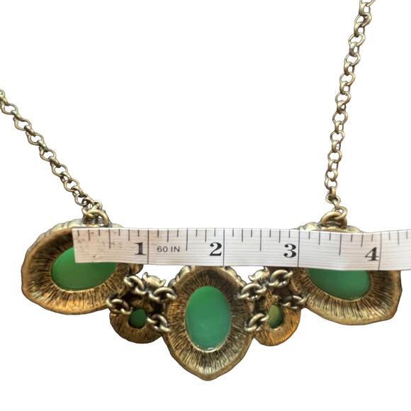 J. Crew Bib Style Robin's Egg Green Stone Rhinestone Necklace Fashion Jewelry - Picture 9 of 9